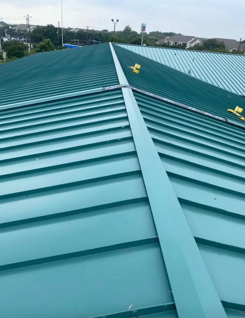 Green commercial metal roof ridge and valley for Metal Roof Repair in Clarkstown